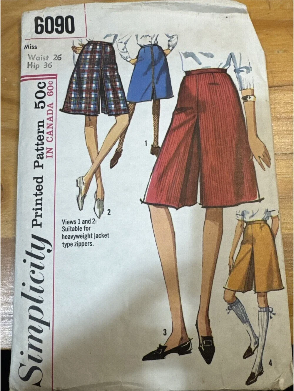 Vtg 1983 Simplicity Sewing Pattern 6090 Miss Divided Skirt Waist 26Hip 36 FF